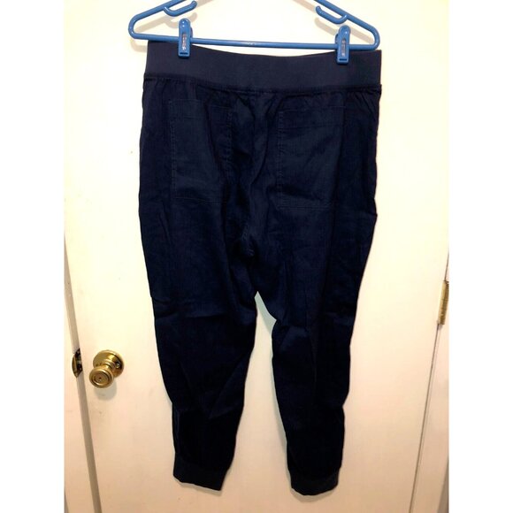 NEW Lands End Womens 12 Petite Elastic Waist Linen Blend Jogger Pants Zip Pocket - Picture 3 of 3
